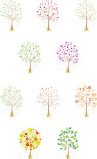 多彩树木矢量插画素材