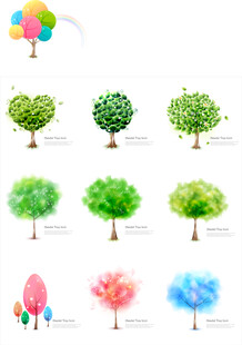 多彩创意树形与气球元素