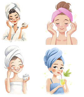 女性日常护肤的多样瞬间