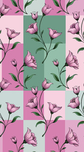 粉色花卉几何图案背景