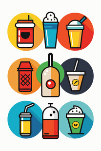 多彩饮品图标集合