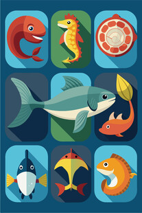 海洋动物图标集合