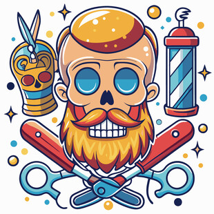 骷髅理发师插画