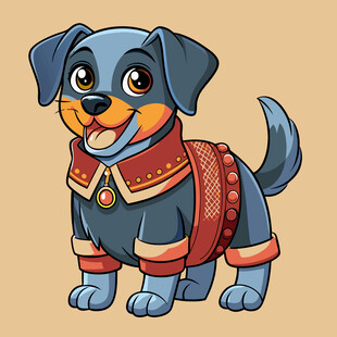 可爱蓝衣小狗穿红披风