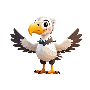 可爱卡通白头海雕展翅