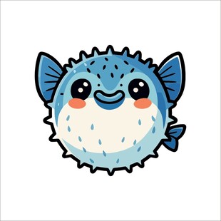 可爱蓝色刺豚卡通形象