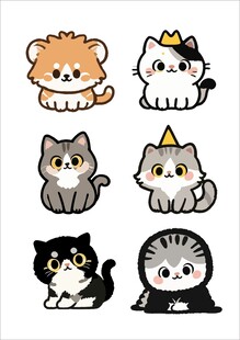可爱猫咪卡通贴纸集合