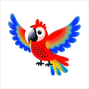 彩色鹦鹉展翅飞翔