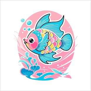 彩色卡通小鱼插画