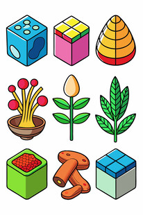 多彩几何与植物造型玩具