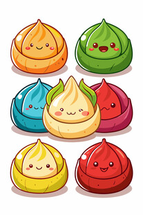 可爱多彩卡通包子形象