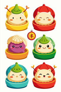 可爱中式卡通美食形象