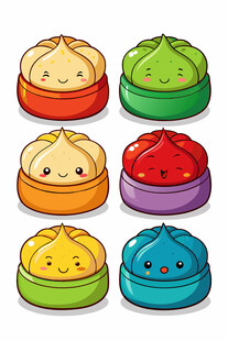 可爱多彩卡通包子集合