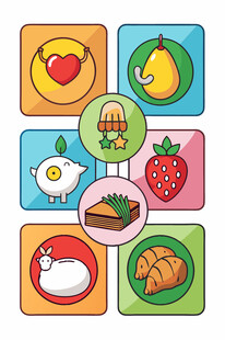 多彩美食图标集合