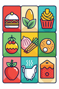 多彩美食图标集合