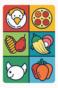 多彩卡通食物图标集合