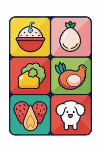 多彩卡通食物与动物图标