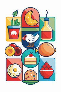 多彩美食图标集合