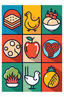 多彩食物图标集合