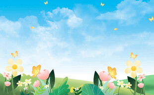 春日烂漫花丛蝴蝶飞舞