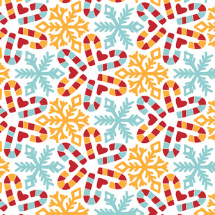 多彩圣诞糖果雪花图案