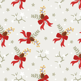 圣诞风蝴蝶结花卉图案背景