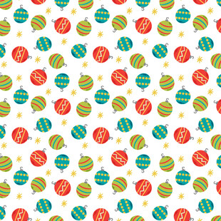 多彩圣诞球无缝图案背景