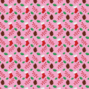 粉色圣诞元素图案布料