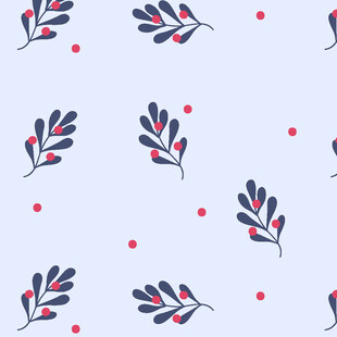 蓝底叶形红点图案背景