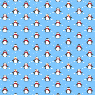 蓝色背景上的企鹅图案