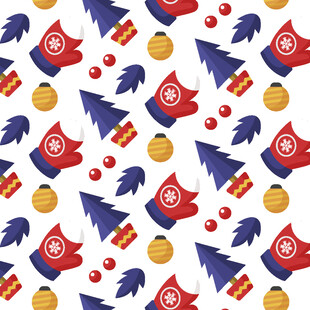 圣诞元素无缝图案设计