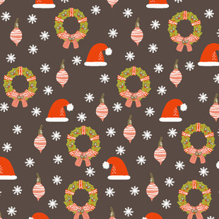 圣诞元素无缝图案背景