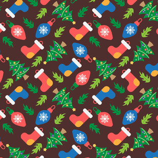 圣诞元素无缝图案背景