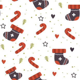 圣诞元素无缝图案背景