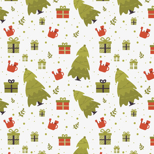 圣诞元素无缝图案背景