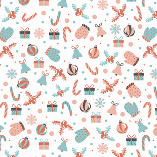 圣诞元素无缝图案背景