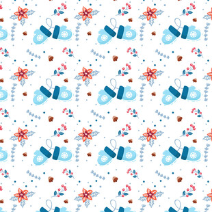 蓝白花卉蝴蝶图案背景