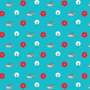 蓝色底卡通图案无缝背景