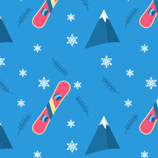 冬季滑雪主题无缝图案