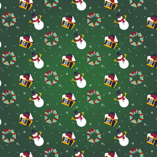 圣诞雪人图案绿色背景图