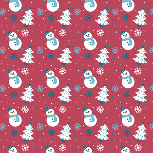 圣诞雪人雪花图案背景