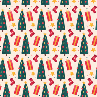 圣诞元素无缝图案背景