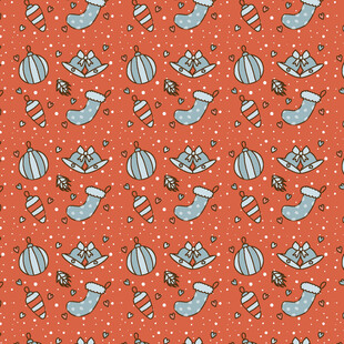 红色底圣诞元素图案背景