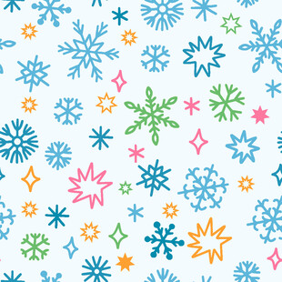 多彩雪花无缝图案背景