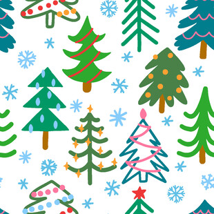 圣诞松树雪花图案背景