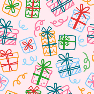 多彩手绘礼物图案背景