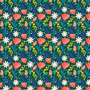 花卉草莓图案的多彩背景