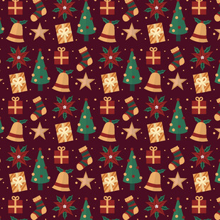 圣诞元素无缝图案背景
