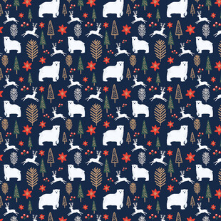 圣诞风动物图案装饰花纹