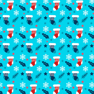 圣诞主题蓝色手套雪花图案